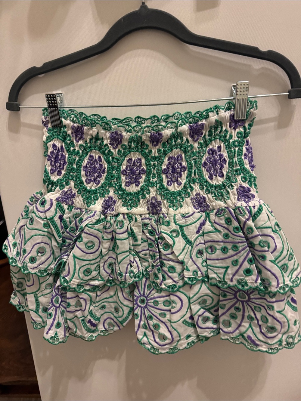 Beulah Women’s Green & Purple Printed Ruffled Skirt Set - Picture 6 of 6